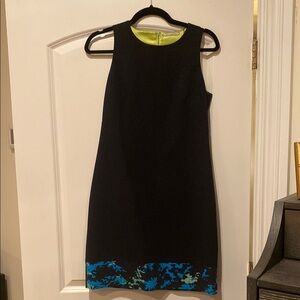 T Tahari Navy Mini Dress with Sleeveless Halter Neckline for Cocktail